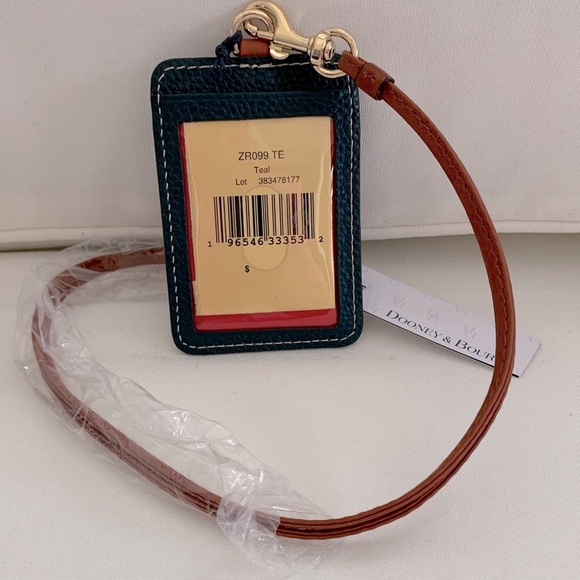 Dooney & Bourke Teal Leather Lanyard  ID Holder - Picture 3 of 3